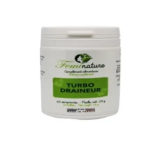 Water Retention Drainer | Turbo Drainer 60 Vegan Tablets | Liver & Colon Detox | Diuretic - Toxin Elimination | Bardan - cellulite, ventre plat, creme cellulite, cosmetique cellulite, exfoliant, varice femme