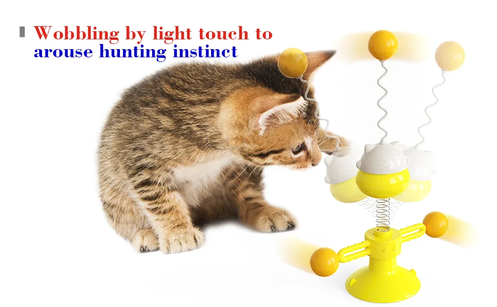PUPPYIT Cat Toys Interactive Kitten Toy for Indoor Cats Teaser Supplies Birthday Gift Windmill Swing kitten Toy - product information 2