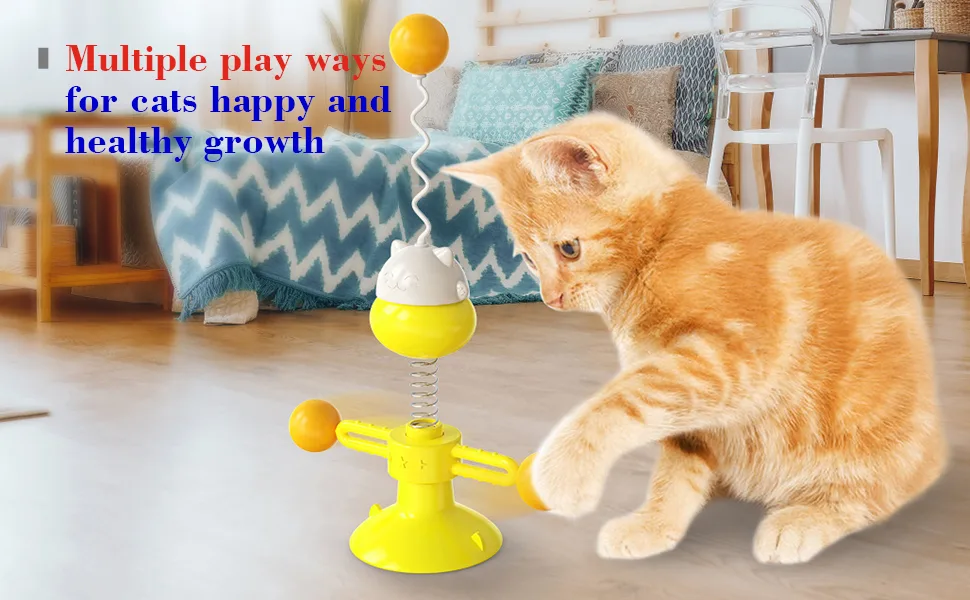 PUPPYIT Cat Toys Interactive Kitten Toy for Indoor Cats Teaser Supplies Birthday Gift Windmill Swing kitten Toy - product information 3