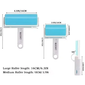 MINRGZEE Lint Roller 3 Pack, Washable Lint Roller Reusable Pet Hair Remover Cleaner with Cover for Clothes, Pet Hairs, Include Large/Medium/Small Size 1L-1M-1S - Portable Size