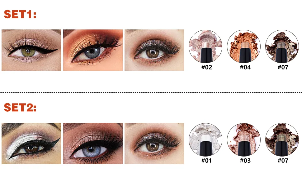 3 Colors Eyeshadow Cream Eyeshadow Glitter Eyeshadow Eye Shadow Set Cream Shimmer Eyeshadow Stick Eyeshadow Pencil with Eyeshadow Brush (01) - product information 3