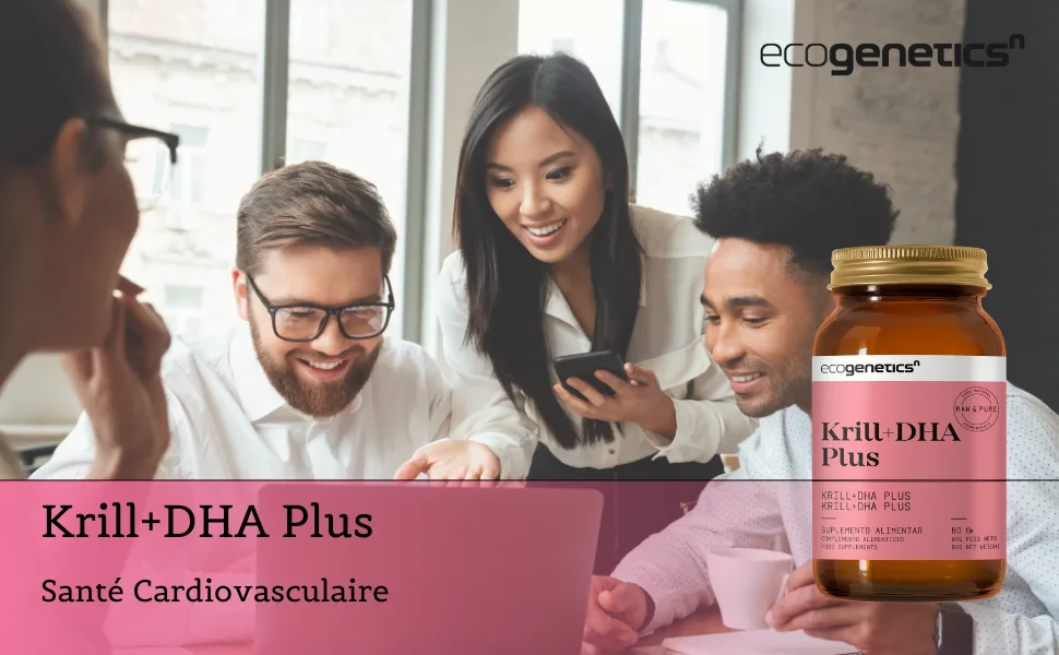 ECOGENETICS - Krill Oil+DHA Plus 60 Softgels | Premium Source of Omega 3 (415mg per capsule) for Cardiovascular Health - Krill + DHA Plus A+