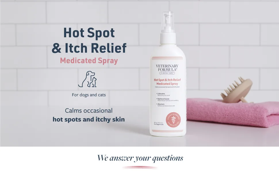 Veterinary Formula Clinical Care Hot Spot & Itch Relief Medicated Spray, 8oz – Easy to Use Spray for Dogs & Cats – Helps Alleviate Sensitive Skin, Scratching, and Licking of Coat (1 Pack) - Veterinary Formula Hot Spot Spray Bathroom Banner