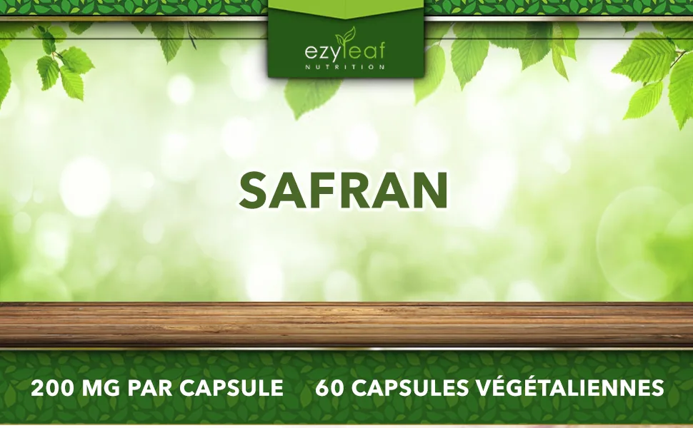 Ezyleaf Saffron Supplement | 60 Saffron High Content Capsules - 200mg Saffron Extract Per Serving | Non-GMO Gluten Free Product & Allergen Free | Made In UK - Saffron