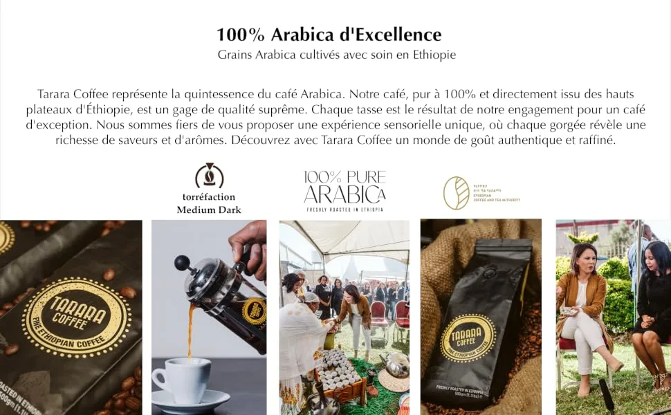 Tarara Coffee - Premium Grain Coffee - 100% Pure Arabica Ethiopia - Medium Dark Artisanal Roast - Rich & Aromatic - 1kg - Tarara coffee 1 cavon