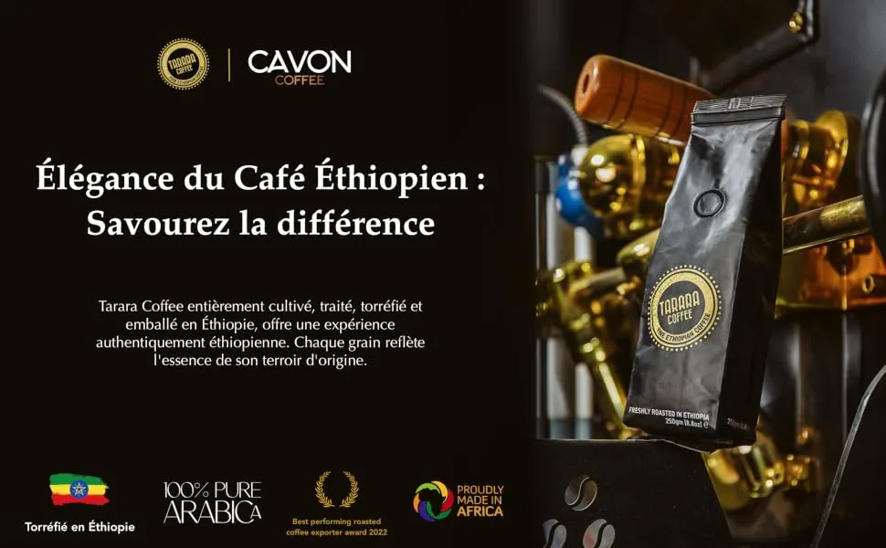 Tarara Coffee - Premium Grain Coffee - 100% Pure Arabica Ethiopia - Medium Dark Artisanal Roast - Rich & Aromatic - 1kg - Tarara Coffee Cavon Coffee