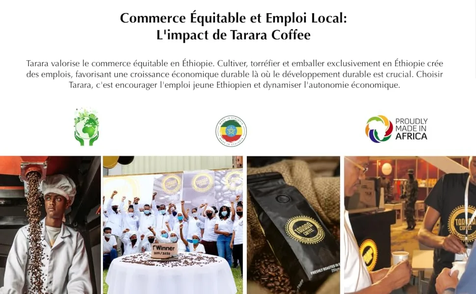 Tarara Coffee - Premium Grain Coffee - 100% Pure Arabica Ethiopia - Medium Dark Artisanal Roast - Rich & Aromatic - 1kg - Tarara Coffee Cavon Coffee