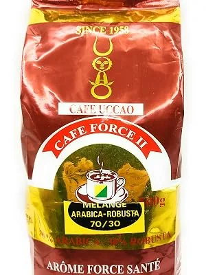 CAFE UCCAO FORCE II - BLEND 70% ARABICA/30% ROBUSTA - Coffee produced and roasted at the origin - Origin: CAMEROON - CENTRAL AFRICA - Coffee beans - 500gr bag. - product information 1