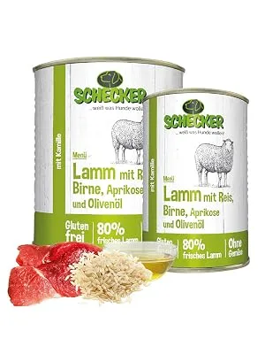 Schecker 6 x 820 g Dog menu with 80% lamb with rice pear apricot and olive oil refined with chia and chamomile - product information 2
