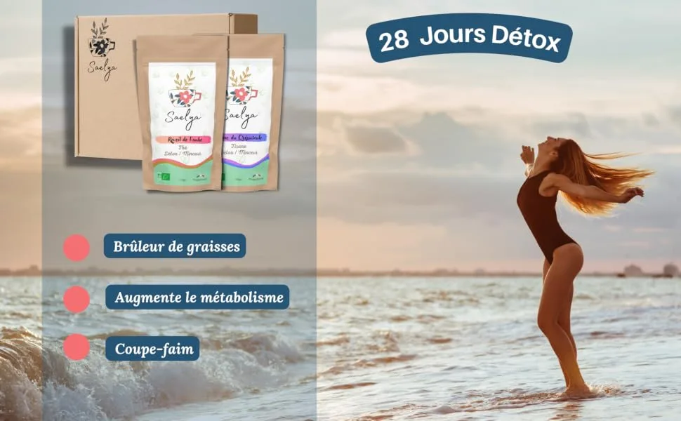 SAELYA - Tea and Herbal Tea Set - Detox | 28 Days | Effective And Fast For Women Or Men For A Flat Stomach (Tea & Herbal Tea) - 28 jours detox