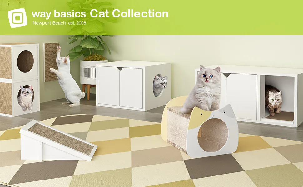 Way Basics Premium Cat Scratcher Reversible zBoard Scratch Pad Lasts 5x Longer Includes Silvervine Organic Super Catnip Available in Multiple Color White - Cat Collection