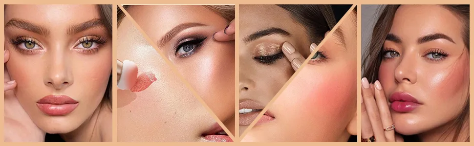 Fengyang 3Pcs 3 in 1 Creamy Highlighter Stick Liquid Contouring Blush Stick Liquid Blush Stick with Cushion Applicator Contouring Face Makeup Blush (B) - occassion