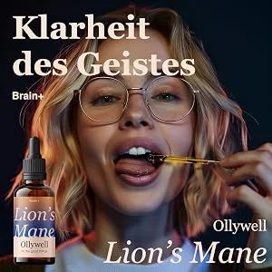 Ollywell Lion's Mane Natural Drops - Brain Booster - 30ml - Concentration - Nervous System Support - Memory - Ollywell