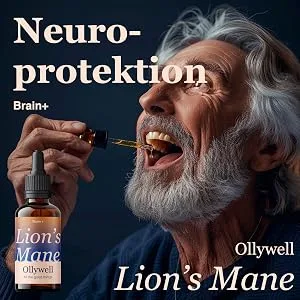 Ollywell Lion's Mane Natural Drops - Brain Booster - 30ml - Concentration - Nervous System Support - Memory - Ollywell