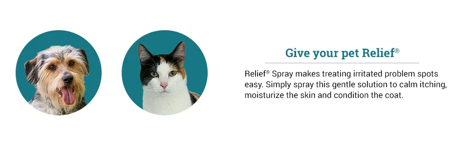 Relief Spray, temporary relief of itching and flaking, for dogs, cats and horses, 8 oz - product information 2