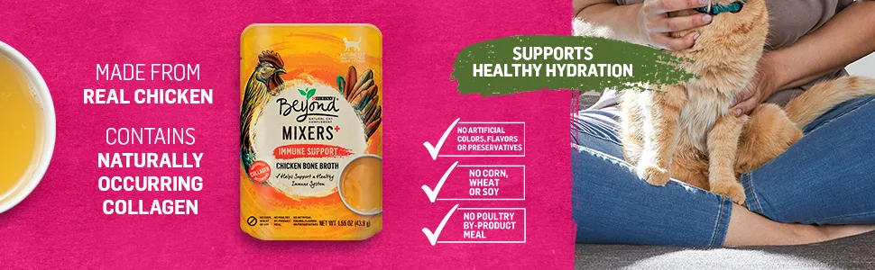 Purina Beyond Limited Ingredient, Natural Wet Cat Food Complement, Mixers Immune Support Chicken Bone Broth - (16) 1.55 oz. Pouches - unspecified