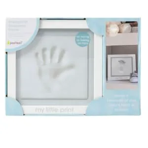 Pearhead Babyprints Clay Keepsake Frame, Newborn Baby Handprint Kit, New Parents Gift, White - Gray rustic collage frame with