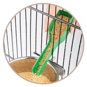5pack Bird Bowls for Cage,Stainless Steel Bird Bowls Include Bird Food Bowl, Bird Water Bowl,Bird Cup with Clamp, Dispenser Spoon, Bird Dishes for Parakeet Cockatiels Budgie Conures Lovebird Macaw - spoon