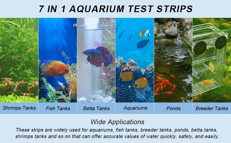 Luxbird Aquarium Test Strips Fish Tank Test Kit 100 Strips Fish Pack Tank Test Kit 7 in 1 Aquarium Test Strips - strips