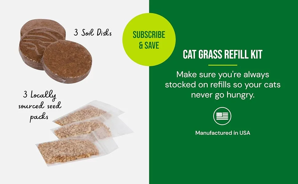 The Cat Ladies Cat Grass Refill Kit 100% Organic 3 Pack - make sure you