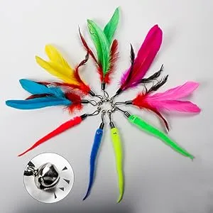M JJYPET Retractable Cat Toys Wand ,12 Packs Interactive Cat Feather Toys,9 Assorted Teaser Refills with Bell for Cat,Kitten - product information 4