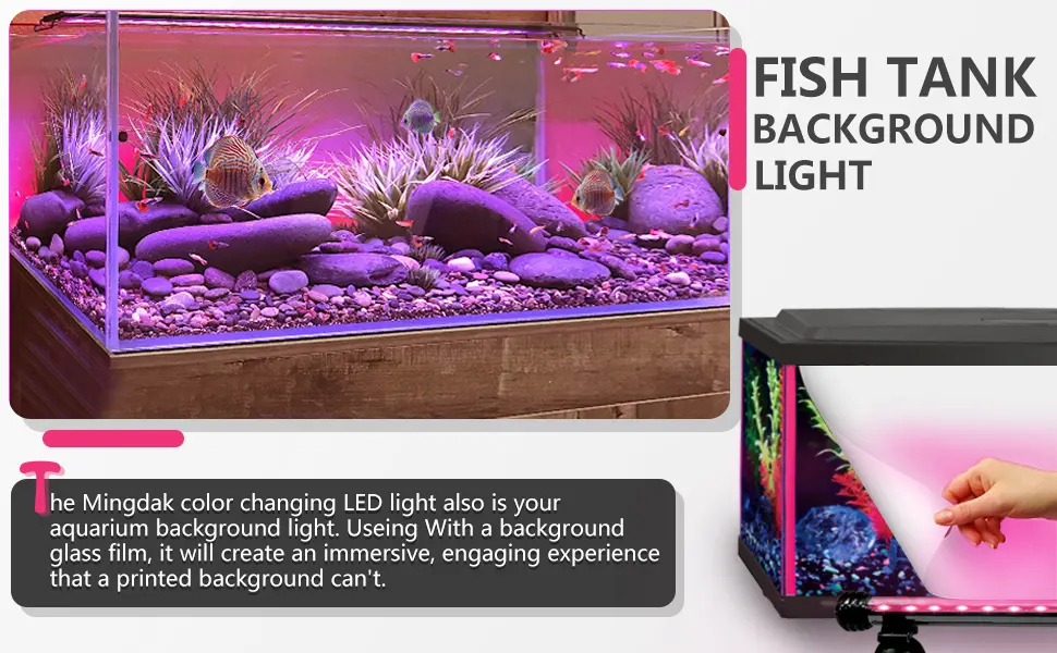 MingDak LED Aquarium Light, Wireless Remote Control Fish Tank Light,RGB Colored Changing,Brightness Adjustable,Underwater Submersible LED Light 7.5'' (9 LED Colored Changing) - background LED light