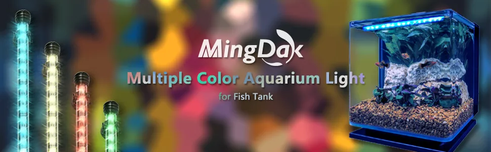 MingDak LED Aquarium Light, Wireless Remote Control Fish Tank Light,RGB Colored Changing,Brightness Adjustable,Underwater Submersible LED Light 7.5'' (9 LED Colored Changing) - RGB Fish LED light