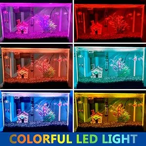 MingDak LED Aquarium Light, Wireless Remote Control Fish Tank Light,RGB Colored Changing,Brightness Adjustable,Underwater Submersible LED Light 7.5'' (9 LED Colored Changing) - Underwater Submersible LED Light
