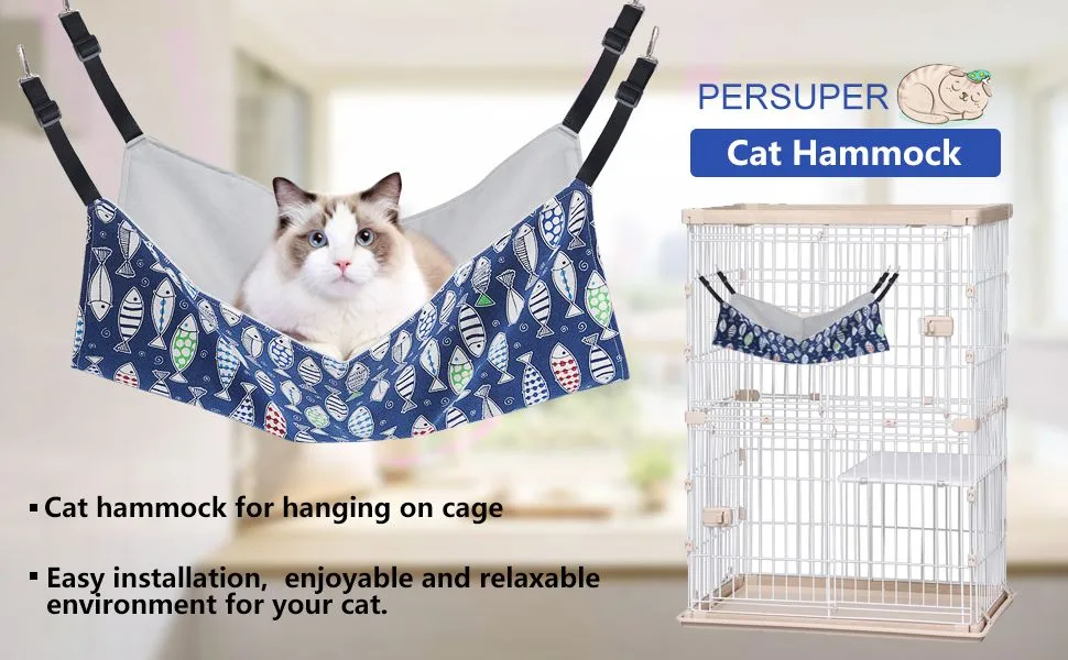 Cat Hammock Bed Comfortable Hanging Adjustable Pet Hammock Bed for Cats/Small Dogs/Rabbits/Other Small Animals blue - hammock