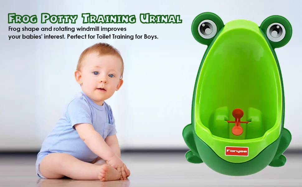Foryee Cute Frog Potty Training Urinal for Boys with Funny Aiming Target - Blackish Green - FORYEE FROG URINAL