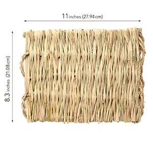 3 Pack Grass Mat for Rabbits Bunny, Woven Hay Mat for Small Animals, Natural Straw Bedding Resting Cage Mat for Guinea Pig Parrot Chinchilla Hamster Rat - bunny grass mat