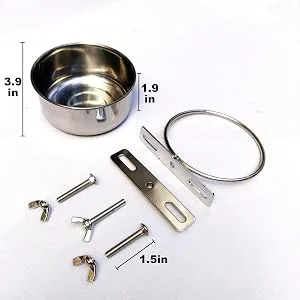 BobbyPet Multi-use Birds Food and Water Feeder No-Tipping Stainless Steel Suit for Birds and Small Animals. (2 Pack) - BIRDA2