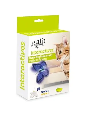 All for Paws Interactive Motion Activate Cat Butterfly Toy with One Replacement Flashing Butterflies Toy 6pack Refill - cat butterfly replacement