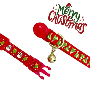 azuza 2 Pack Cat Collar Breakaway with Bell and Removable Bowtie Cat Collar Adjustable from 8"-12" Neck: 8"-12" 1#Christmas - safe buckle