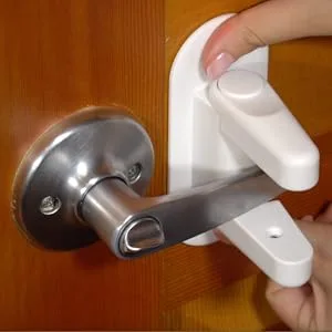 Door Lever Lock (2 Pack) Child Proof Doors & Handles 3M Adhesive - Child Safety By Tuut - outsmart out smart prevent door handle lock locks lever childproof child proof childproofing knob