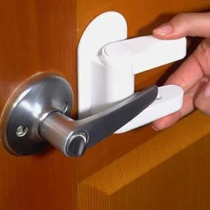 Door Lever Lock (2 Pack) Child Proof Doors & Handles 3M Adhesive - Child Safety By Tuut - outsmart out smart prevent door handle lock locks lever childproof child proof childproofing knob