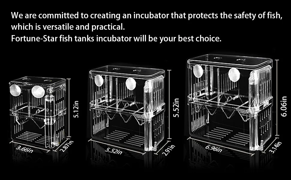Fortune-star Fish Breeding Box Aquarium Fish Tank Hatchery Incubator Breeder Box Fish Breeding Tanks Acrylic White Breeder Isolation Divider Hatching Boxes with Suction Cups Medium - fish breeding tanks