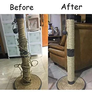 Yangbaga Cat Scratching Post Replacement, Sisal Rope for Cats, 1/4 inch Diameter, Natural Fiber Dye Free 66FT - sisal rope for cats