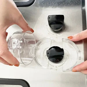 Stove Knob Covers(5 Pack) ACM Adhesive 1.26 in Diameter Inner Ring Child Proof Clear View Safety Gas Knob Covers - Installation