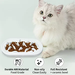 Upgraded Slow Feeder Cat Bowls, Fun Pet Feeder Bowl Stopper,Interactive Bloat Stop Cat Feeder,Durable and Prevents Obesity Improves Digestion Pet Bowl white fish bone design - cat slow feeder