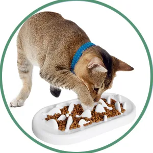 Upgraded Slow Feeder Cat Bowls, Fun Pet Feeder Bowl Stopper,Interactive Bloat Stop Cat Feeder,Durable and Prevents Obesity Improves Digestion Pet Bowl white fish bone design - slow feeder bowl
