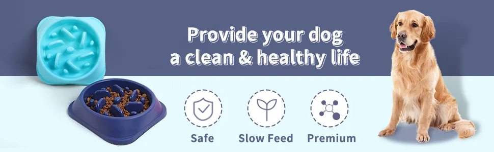NOYAL Slow Feeder Dog Bowls Puzzle Anti-Gulping Interactive Bloat Durable Preventing Choking Healthy Dogs Bowl Blue - product information 23