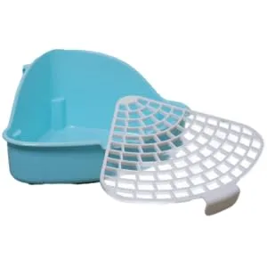 Hamiledyi Bunny Litter Pet Toilet Potty Trainer Corner Pan Bedding Box for Small Animal Guinea Pig Ferret Hamster Dwarf Rabbit(White) Blue - product information 10