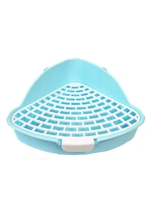 Hamiledyi Bunny Litter Pet Toilet Potty Trainer Corner Pan Bedding Box for Small Animal Guinea Pig Ferret Hamster Dwarf Rabbit(White) Blue - product information 2