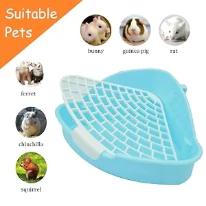 Hamiledyi Bunny Litter Pet Toilet Potty Trainer Corner Pan Bedding Box for Small Animal Guinea Pig Ferret Hamster Dwarf Rabbit(White) Blue - product information 4