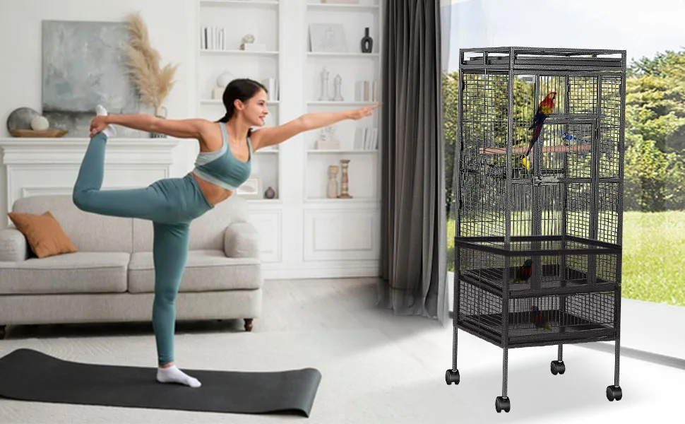 Bird Cage Netting Seed Catcher - Adjustable Bird Cage Skirt Seed Catcher, Large Soft Breathable Mesh Bird Seed Catcher for Indoor Round Square Cage - bird seed catchers for cages