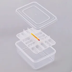 NEWCOMDIGI 16 Grids Reptiles Eggs Incubator Tray, Amphibians Hatchery Box with Thermometer, Reptile Breeding Box, Incubation Box for Hatching Snake, Lizards, Turtle, Gecko Egg - Incubators for Hatching Eggs