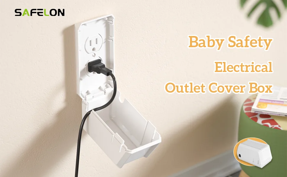 SAFELON (1+12) Pcs Baby Proof Electrical Outlet Box & Outlet Plug Cover for Baby Safety(White) - product information 19