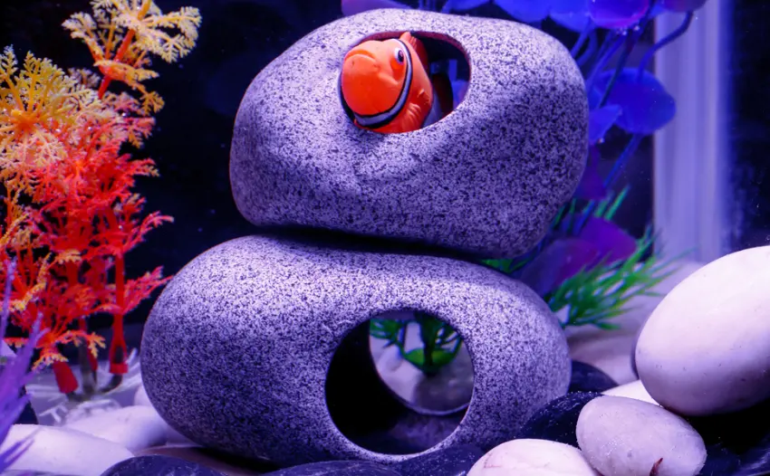 2 Pieces Stackable Aquarium Decoration Rock Caves, Hideaway for Shrimp Cichlid Hiding Breeding Spawning, Professional Hideout Decor for Territorial Fish (Natural) - aquarium rock cave