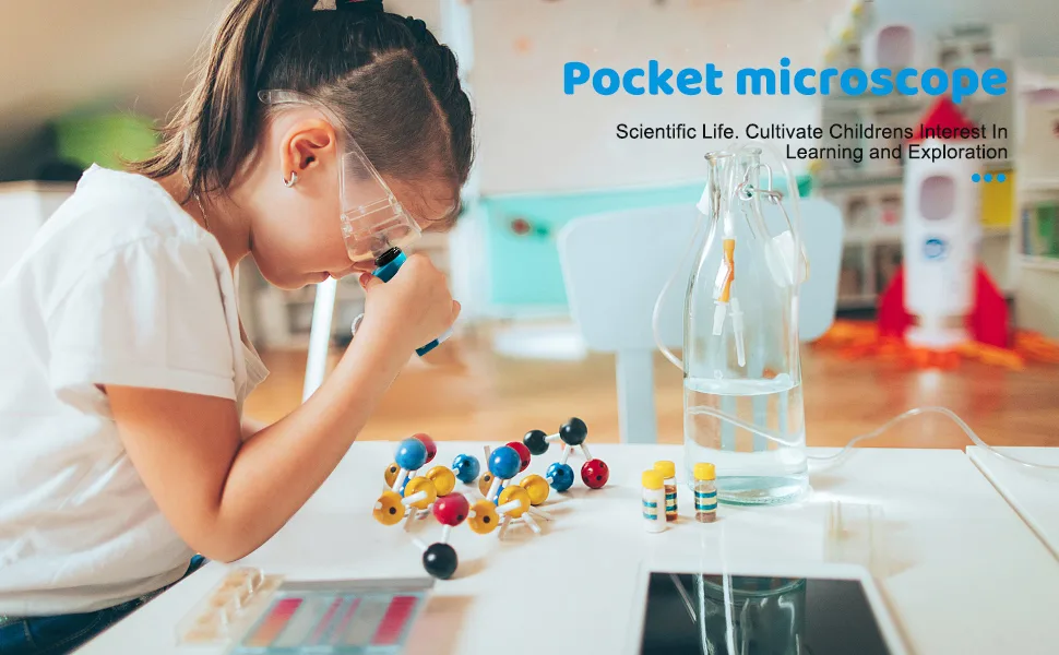 Pocket Microscope for Kids,Portable Handheld Science Educational Toys for Age 4+ Year Old Boys and Girls,50x Zoom,Interactive Learning,Nature Exploration Gift to Students Mini Stemscope with Light Mini Microscope for Kids - pocket microscope trichome microscope handheld microscope portable microscope kids
